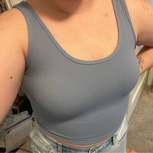 Klassy Network Scoop Neck Brami Crop in Blue, Size Large